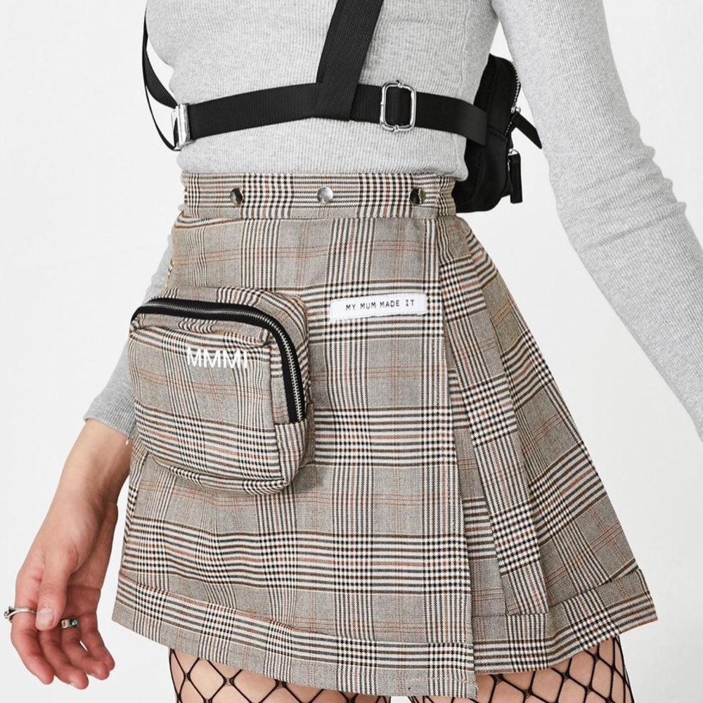 NWT my mum made it plaid pencil pleat skirt, XS-S
